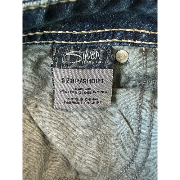 Silver Jeans Womens 8P Tuesday 16 1/2" Short Embroidered Thick Stitching Western - Picture 5 of 12